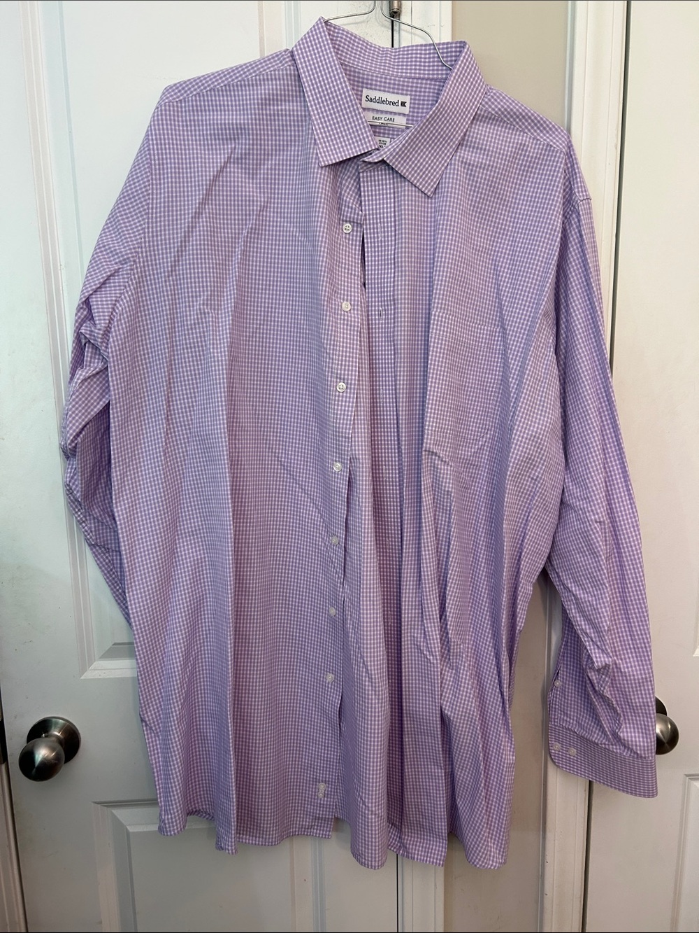 Saddlebred Purple Check Long-Sleeve Dress Shirt